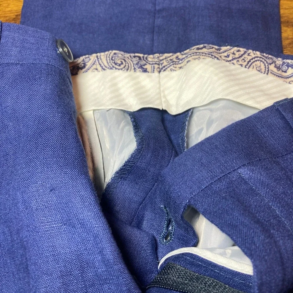 Lauren Ralph Lauren Women's Blue Linen Dress Pants Size 20R 30W New With Tags‎